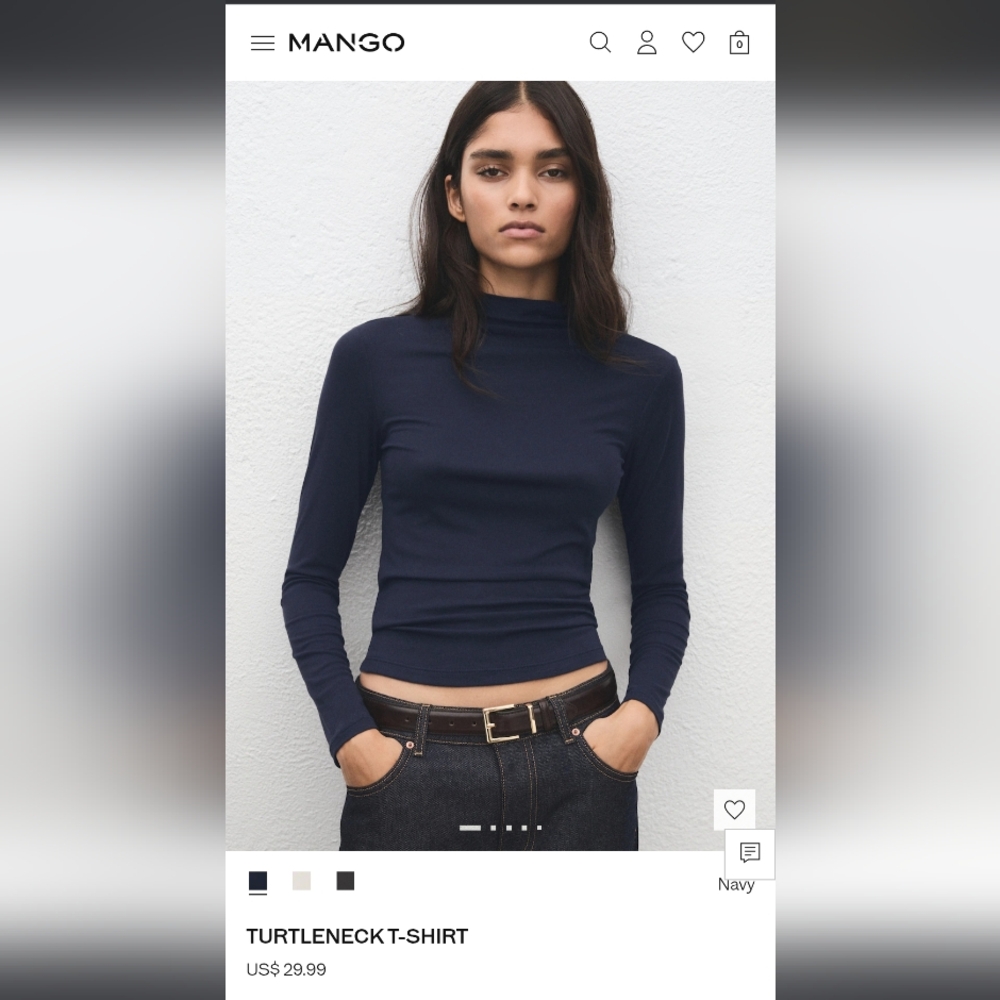 Mango Black Long Sleeve Top